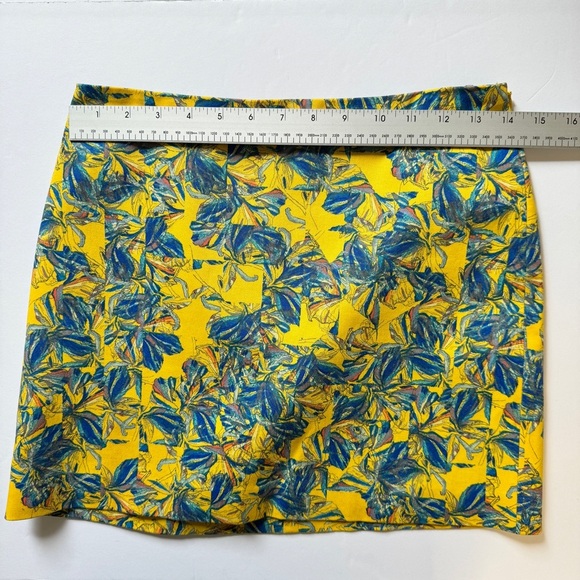 Club Monaco Mini Skirt Minirock Floral Botanical Yellow Lined Mod Bright Sz 2 - Picture 6 of 9